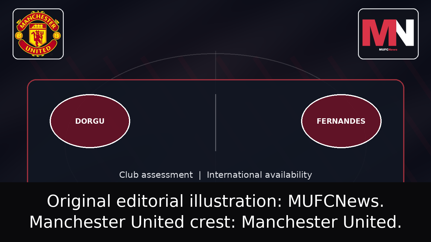 Original editorial illustration showing two routes from international duty back to Manchester United; not a medical diagnosis or a real match scene
