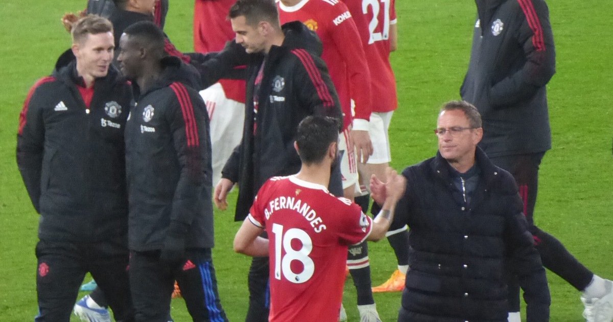 Bruno Fernandes of Manchester United shakes hands after a match (file photo)