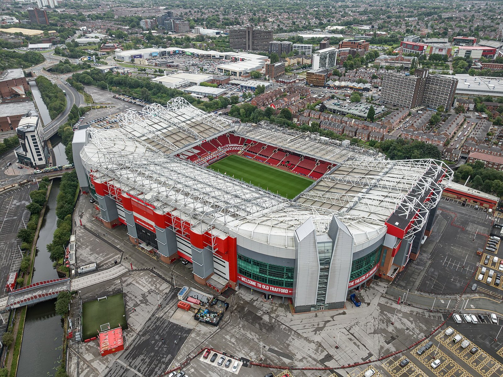 Aerial view of Old Trafford and the surrounding area